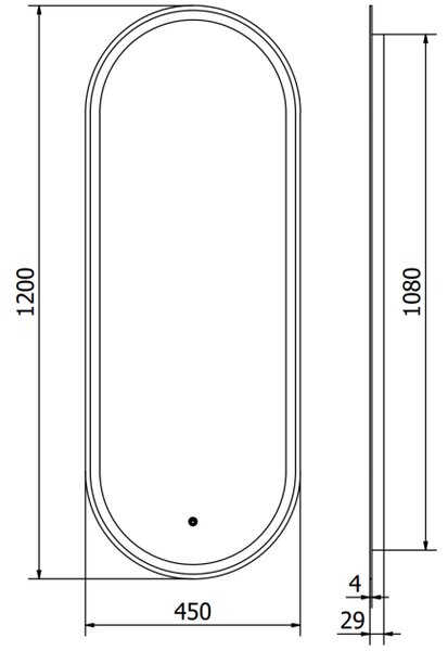Mexen Bono kopalniško ogledalo z osvetlitvijo 45 x 120 cm, LED 6000K, proti megli - 9816-045-120-611-00