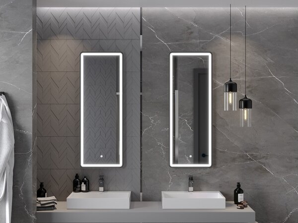 Mexen Coro kopalno ogledalo s svetlobno LED 45 x 120 cm, LED 6000K, proti megli, črn okvir - 9817-045-120-611-70