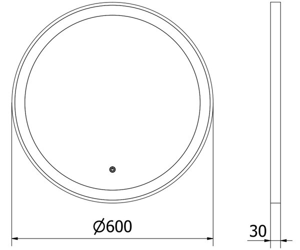 Mexen Esso ogledalo za kopalnico z osvetlitvijo, okroglo 60 cm, LED 6000K, antikondenz, črn okvir - 9825-060-060-611-70