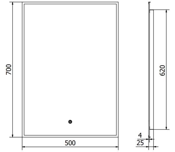 Mexen Erma osvetljeno kopalniško ogledalo 50 x 70 cm, LED 6000K, črna okvir, proti megli - 9814-050-070-611-70