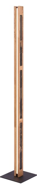 Elobra LED-stoječa svetilka Chile s 4 stranicami, hrast/barvni skrilavec, 150 cm, zatemnjen, Les, Dnevna soba / jedilnica, Les