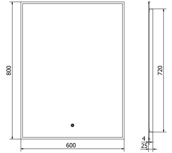 Mexen Erma osvetljeno kopalniško ogledalo 60 x 80 cm, LED 6000K, proti kondenzaciji, črn okvir - 9814-060-080-611-70