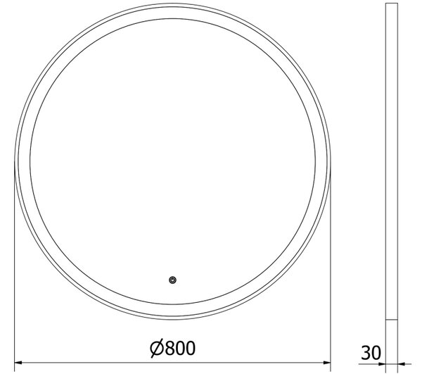 Mexen Esso osvetljeno kopalniško ogledalo, okroglo 80 cm, LED 6000K, proti meglenju, črn okvir - 9825-080-080-611-70