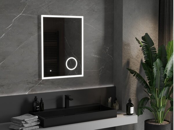 Mexen Kala kopalniško ogledalo z osvetlitvijo z kozmetičnim ogledalom 60 x 80 cm, LED 6000K, proti zamegljevanju