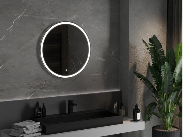 Mexen Gobi kopalno osvetljeno kopalniško ogledalo, okroglo 70 cm, LED 6000K, proti kondenzaciji - 9801-070-070-611-00