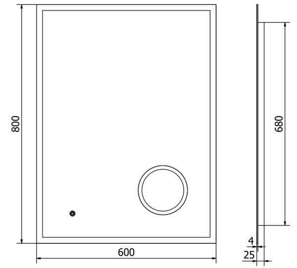 Mexen Kala kopalniško ogledalo z osvetlitvijo z kozmetičnim ogledalom 60 x 80 cm, LED 6000K, proti zamegljevanju