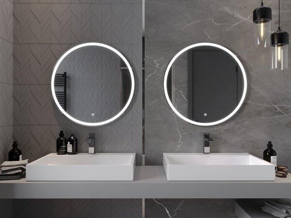 Mexen Gobi kopalno osvetljeno kopalniško ogledalo, okroglo 70 cm, LED 6000K, proti kondenzaciji - 9801-070-070-611-00