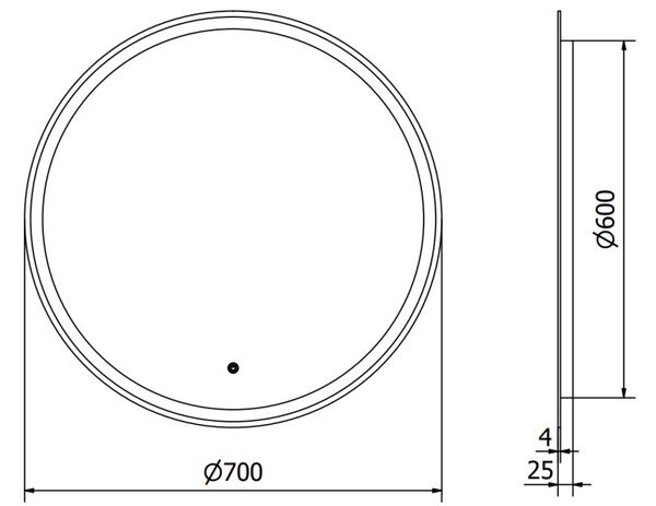 Mexen Gobi kopalno osvetljeno kopalniško ogledalo, okroglo 70 cm, LED 6000K, proti kondenzaciji - 9801-070-070-611-00