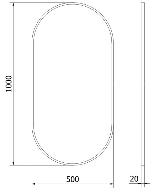 Mexen Loft ovalno kopalniško ogledalo 100 x 50 cm, zlati okvir - 9851-100-050-000-50