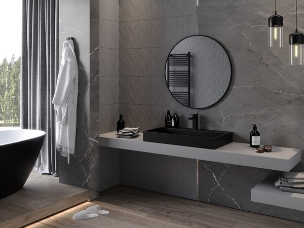 Mexen Loft okroglo kopalniško ogledalo 80 cm, črn okvir - 9850-080-080-000-70
