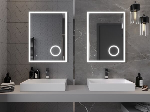 Mexen Kala kopalniško ogledalo z osvetlitvijo z kozmetičnim ogledalom 60 x 80 cm, LED 6000K, proti zamegljevanju