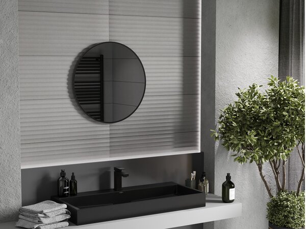 Mexen Loft okroglo kopalniško ogledalo 60 cm, črn okvir - 9850-060-060-000-70