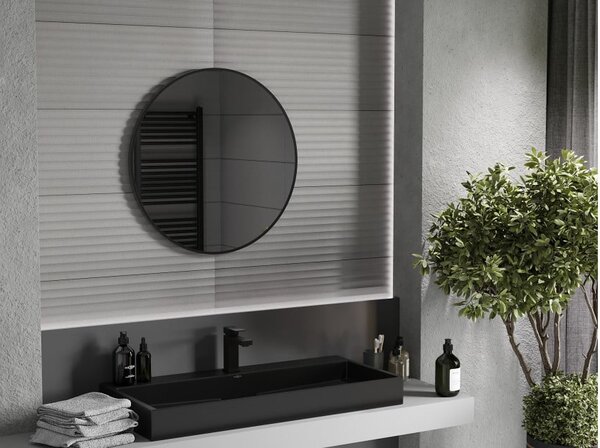 Mexen Loft okroglo kopalniško ogledalo 70 cm, črn okvir - 9850-070-070-000-70