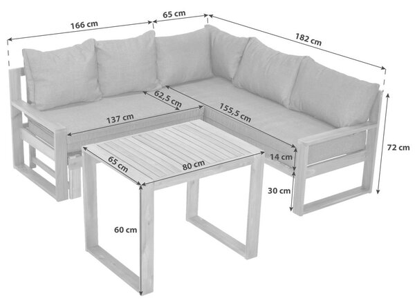 LOUNGE GARNITURA akacija masivno