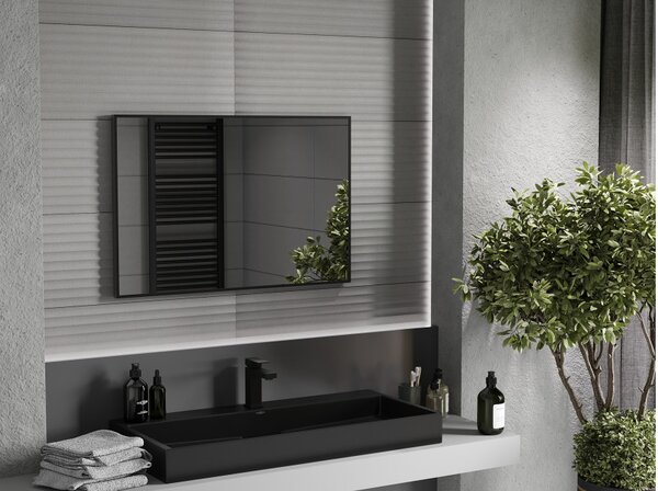 Mexen Loft pravokotno kopalniško ogledalo 90 x 60 cm, črn okvir - 9852-090-060-000-70