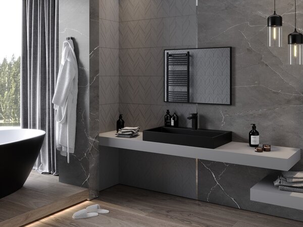 Mexen Loft pravokotno kopalniško ogledalo 80 x 60 cm, črni okvir - 9852-080-060-000-70