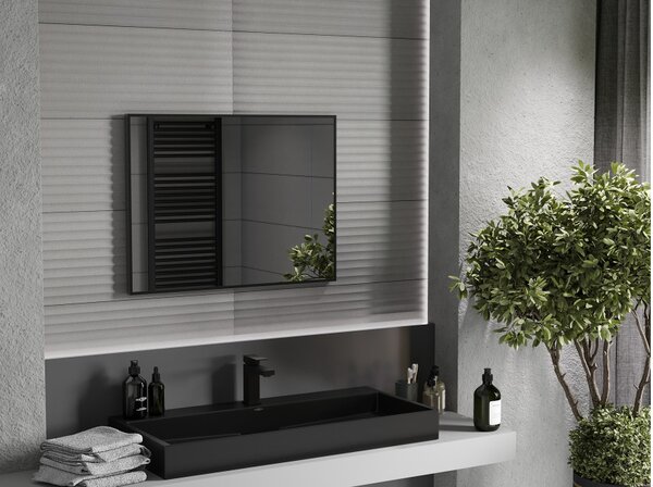Mexen Loft pravokotno kopalniško ogledalo 80 x 60 cm, črni okvir - 9852-080-060-000-70