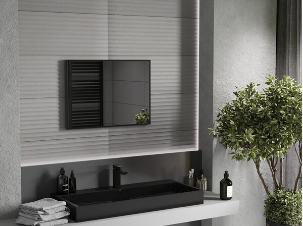 Mexen Loft pravokotno kopalniško ogledalo 70 x 50 cm, črn okvir - 9852-070-050-000-70