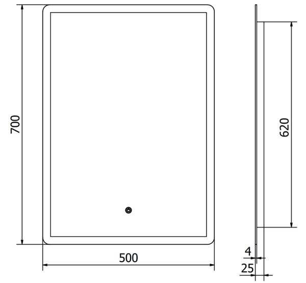 Mexen Navia osvetljeno kopalniško ogledalo 50 x 70 cm, LED 6000K, proti meglenju - 9803-050-070-611-00