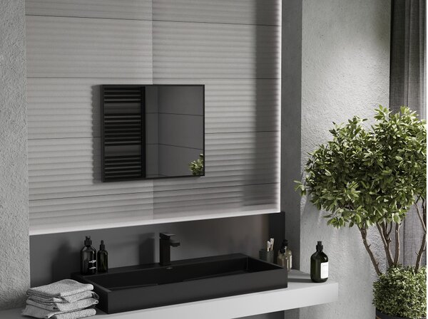 Mexen Loft pravokotno kopalniško ogledalo 60 x 50 cm, črn okvir - 9852-060-050-000-70