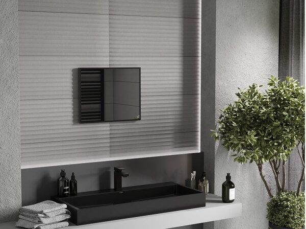 Mexen Loft pravokotni kopalniško ogledalo 50 x 40 cm, črn okvir - 9852-050-040-000-70