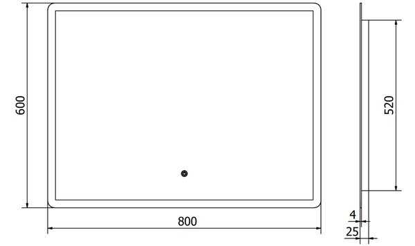Mexen Navia ogledalo za kopalnico z osvetlitvijo 80 x 60 cm, LED 6000K, proti megli - 9803-080-060-611-00