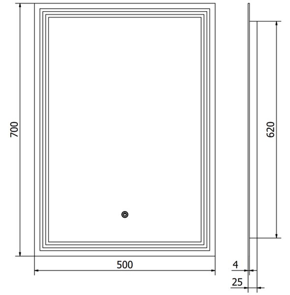 Mexen Taco kopalniško ogledalo s osvetlitvijo 50 x 70 cm, LED 6000K, proti meglenju - 9805-050-070-611-00