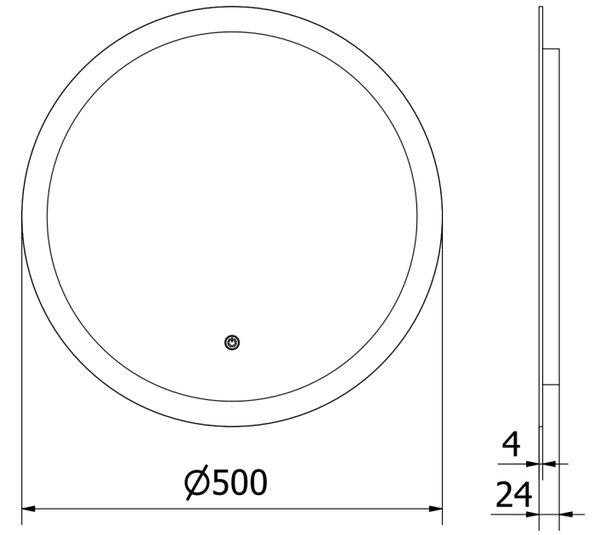 Mexen Oro kopalniško ogledalo z osvetlitvijo, okroglo 50 cm, LED 6000K, proti meglenju - 9824-050-050-611-00