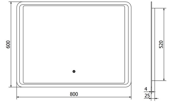 Mexen Zusa osvetljeno kopalniško ogledalo 80 x 60 cm, LED 6000K, antipara - 9808-080-060-611-00