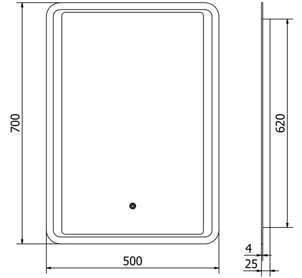Mexen Zusa kopalniško ogledalo s osvetlitvijo 50 x 70 cm, LED 6000K, protivlaga - 9808-050-070-611-00