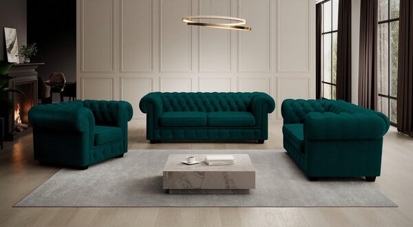 CHESTERFIELD ZOFA, gozdno zelena tekstil