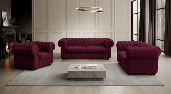 CHESTERFIELD ZOFA, bordo tekstil