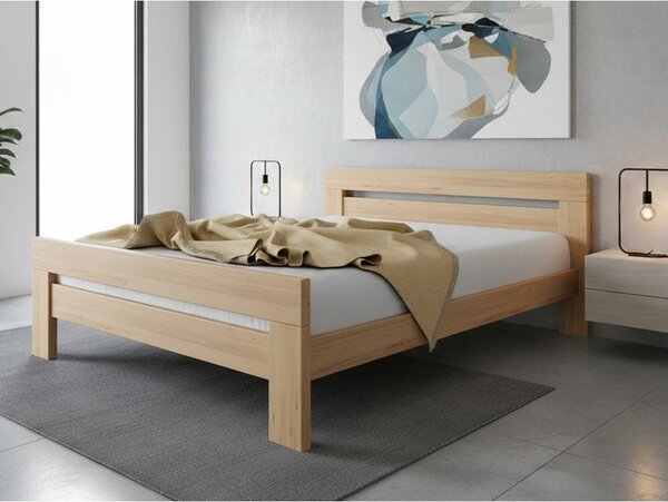 Zakonska postelja iz masivne bukve z letvenim dnom 160x200 cm v naravni barvi Fiorentino – B.E.S