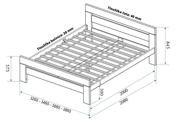 Zakonska postelja iz masivne bukve z letvenim dnom 160x200 cm v naravni barvi Fiorentino – B.E.S