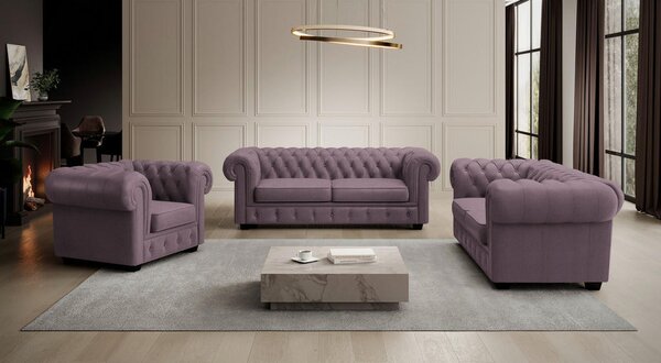 CHESTERFIELD ZOFA, sivovijolična tekstil