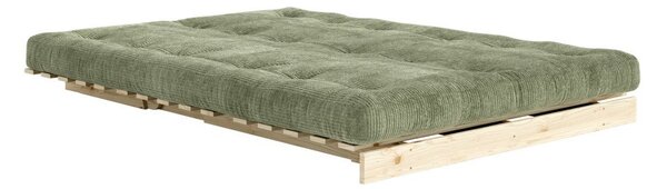 Zelena raztegljiva sedežna garnitura iz rebrastega žameta 140 cm Roots – Karup