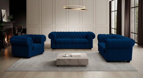 CHESTERFIELD FOTELJ, modra tekstil