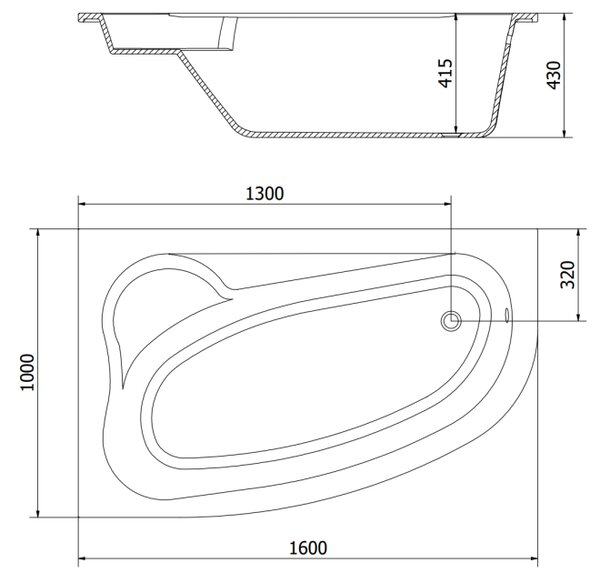 Mexen Westa kotna kad leva 160 x 100 cm, bela - 560116010001