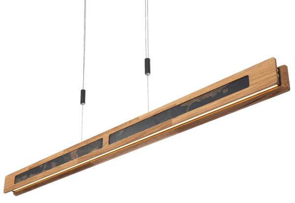 Elobra LED-visoka svetilka Chile S, hrast/barvni skrilavec, dolžina 114 cm, zatemnjen, Les, Dnevna soba / jedilnica, Les