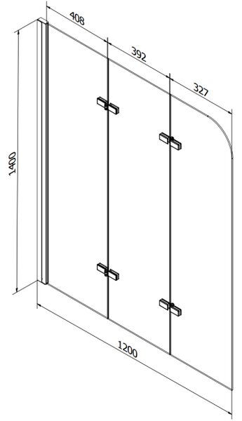 Mexen Vega pravokotna kad 150 x 70 cm z oblogo in 3-krilnim zaslonom 120 cm, prozoren, krom - 550115070X9012030100