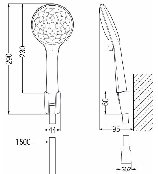 Mexen R-74 točkovni tuš komplet, krom - 785745052-00