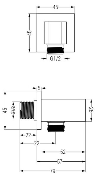 Mexen Cube DR02 podometni pršni komplet z deževnikom 25 cm, zlati - 77502DR0225-50