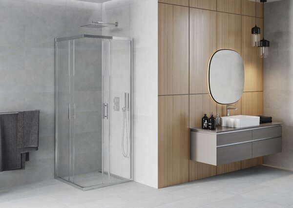 Mexen Rio kvadratna tuš kabina 80 x 80 cm, prozorna, krom - 860-080-080-01-00
