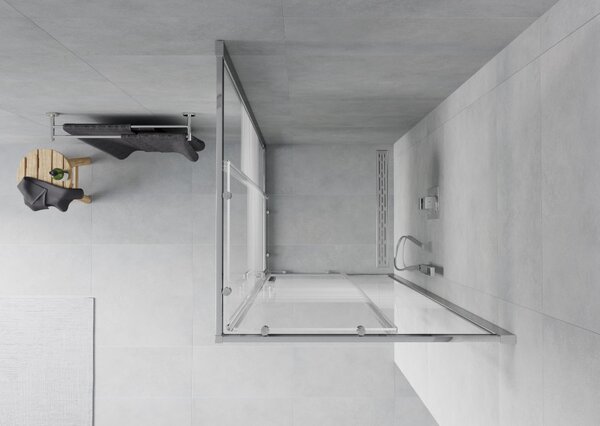Mexen Rio kvadratna tuš kabina 70 x 70 cm, beli trakovi, krom - 860-070-070-01-20