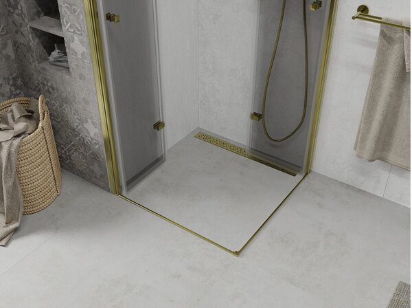 Mexen Lima Dvojna preklopna tuš kabina 90 x 90 cm, prozoren, zlata - 856-090-090-50-00-02
