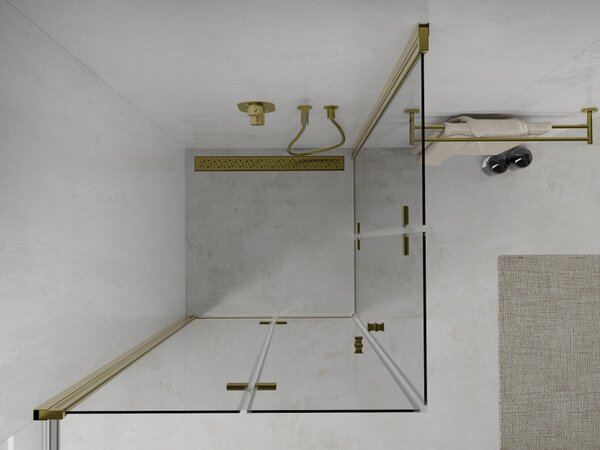 Mexen Lima Dvojna preklopna tuš kabina 90 x 90 cm, prozoren, zlata - 856-090-090-50-00-02