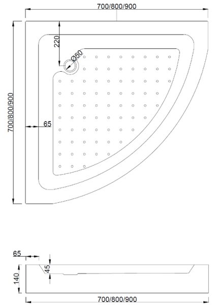 Mexen Rio polkrožna pršna kabina 70 x 70 cm, prosojna, črna + tuš kad, bela - 863-070-070-70-00-4710
