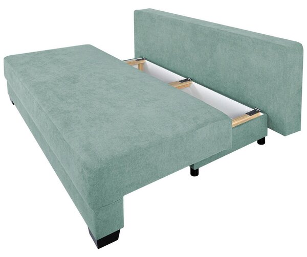 BOXSPRING ZOFA, metino zelena tekstil, leseni material