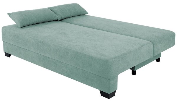 BOXSPRING ZOFA, metino zelena tekstil, leseni material