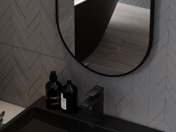 Mexen Loft ovalno kopalniško ogledalo 75 x 40 cm, črn okvir - 9851-075-040-000-70